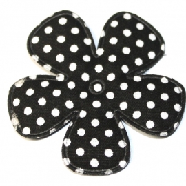 47mm polkadot bloem stof zwart