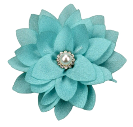 Chiffon bloem parel strass teal