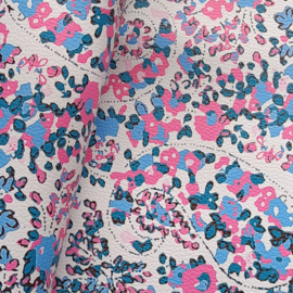 lapje pu leer vrolijke roze blauw print