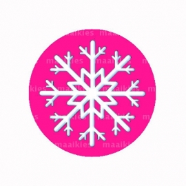 (FB499) sneeuwvlok fuchsia/wit