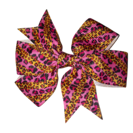 strik van lint bruin roze leopard