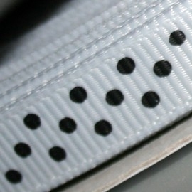 GRIJS grosgrain geweven band ZWART polkadot  5 METER