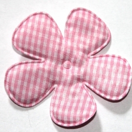 Roze gingham ruit bloem 65mm