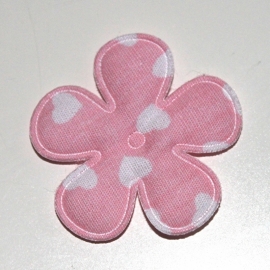 35mm bloem met hartjes print roze