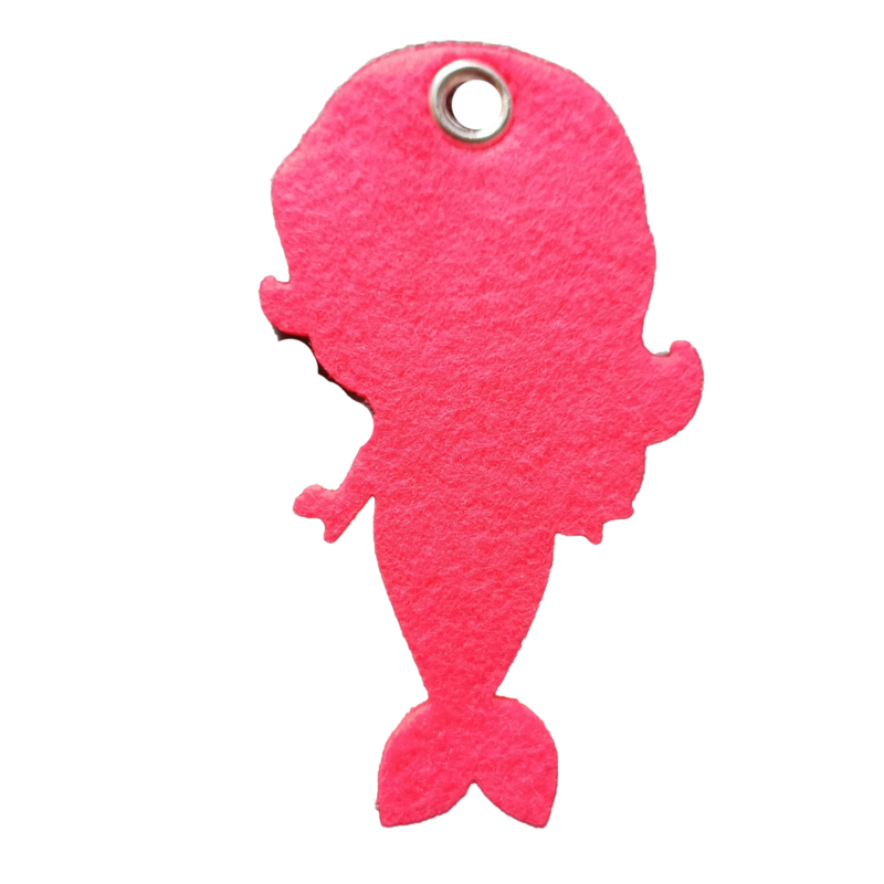 vilten sleutelhanger zeemeermin neon roze