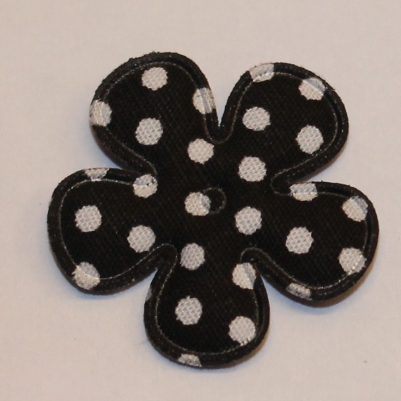 25mm polkadot bloem stof zwart