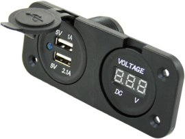 Dashboard | Paneel | Voltmeter | 2 x USB