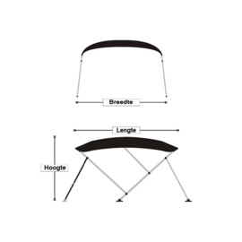 Biminitop | 3BOW | ALU | H137 | B185-198 | Antraciet | Navishade