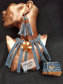 ketting, armband of oorbellen maken van jeans