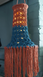 Gehaakte fuiklamp ong 60 x 22 cm roest/blauw