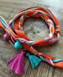 Gevlochten armband met bedels (wraps)
