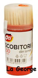 Oti Scobitori din lemn in tub de plastic, 100 buc./tub