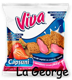 VIVA kussentjes gevuld met aardbeiencrème  200g