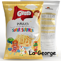 Gusto  Pufuleti cu sare si 3 jucarii surpriza pentru fete 85g