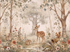 Bosdieren Behang in Aquarelstijl – Betoverd Bos voor Kinderkamer