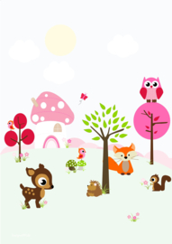 Poster Forest Friends Pink