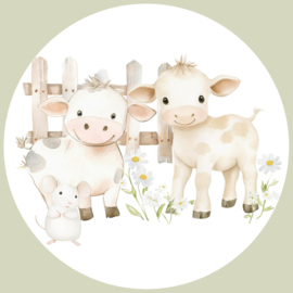 Boerderijdieren Muurcirkel Pastel Set van 5