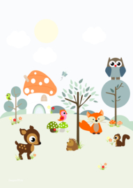 Poster Forest Friends blue