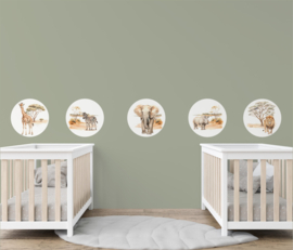 Safari Dieren Muurcircel Set van 5