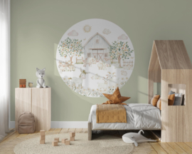 Boerderijdieren Muurcirkel Pastel kinderkamer