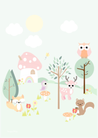 Poster Forest Friends Pastel A3