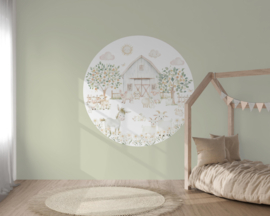 Boerderijdieren Muurcirkel Pastel kinderkamer