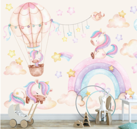 Wandvullend behang  unicorn - kinderkamer