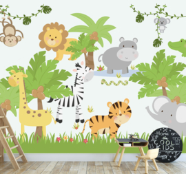 Behang wandvullend kinderkamer jungle