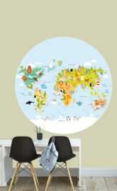 behangcirkel wereldkaart dieren