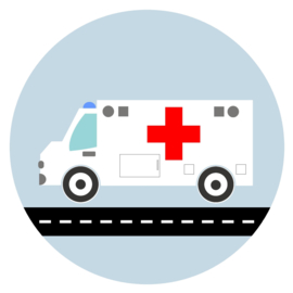 Muurcirkel kinderkamer voertuigen ambulance