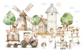Wandvullend behang boerderij kinderkamer