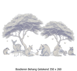 Bosdieren Getekend Behang