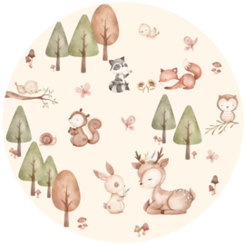 Muurcirkel babykamer woodland friends