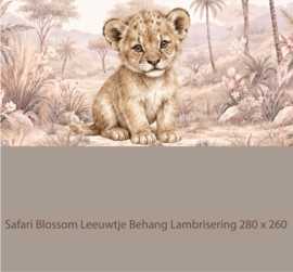 Safari Blossom Leeuwtje Behang   – Lambrisering