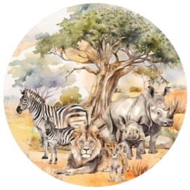 Muurcirkel set  babykamer safari familie dieren