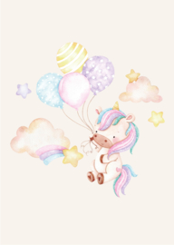 Poster kinderkamer Unicorn met ballonnen