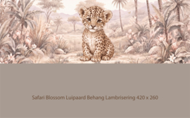 Safari Blossom Luipaard Behang   – Lambrisering