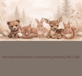 Woodland Bosdieren -Lambrisering donker Taupe