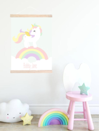 Poster unicorn met naam roze of mintgroen