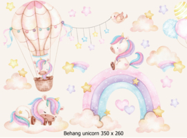 Wandvullend behang  unicorn - kinderkamer