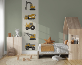 Behangstrook kinderkamer - voertuigen oker