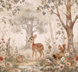 Bosdieren Behang in Aquarelstijl – Betoverd Bos voor Kinderkamer
