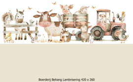 Boerderij behang kinderkamer - Lambrisering - Naturel Beige