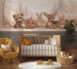 Woodland Bosdieren -Lambrisering donker Taupe