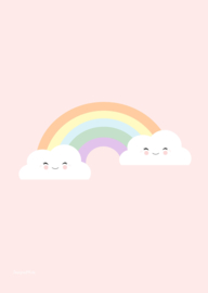 Poster cloud & rainbow pink