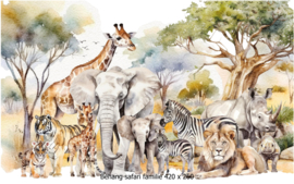 Wandvullend behang kinderkamer safari familie