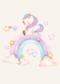 Poster kinderkamer Unicorn op regenboog
