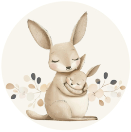 Muurcirkel  Kangaroo Hug – In Neutrale Tinten