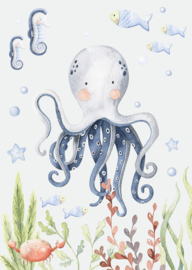 kinderposter zeeleven - onderwaterwereld octopus