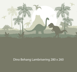 Dino behang kinderkamer – Lambrisering - olijfgroen